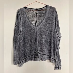 We The Free (Free People) charcoal long sleeve side slit top (XS)